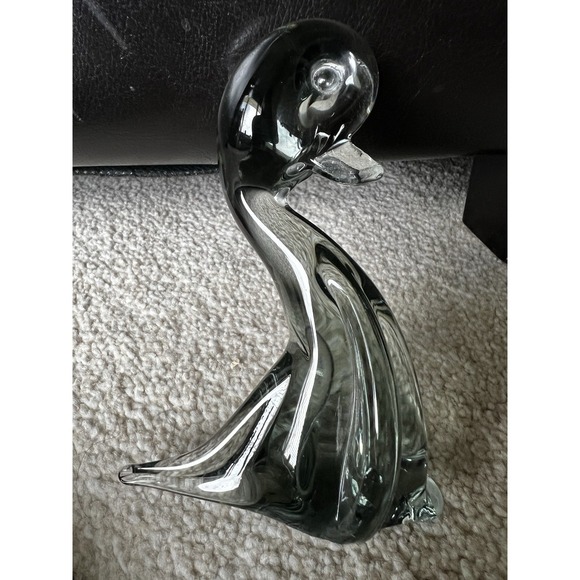 Unmarked Other - Murano Art Glass Duck SmokeyGray/Clear